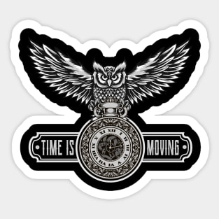 Owl with Watch Time Is Moving Steampunk Design Sticker